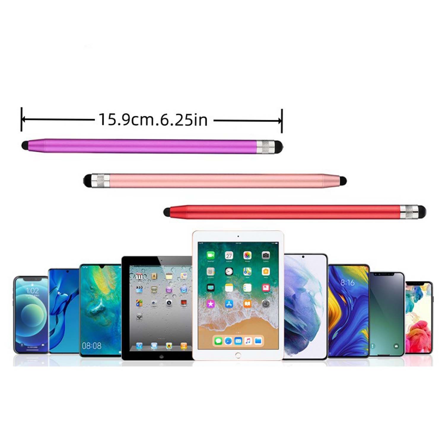 2 Head Rubber Stylus Metal Pen 5