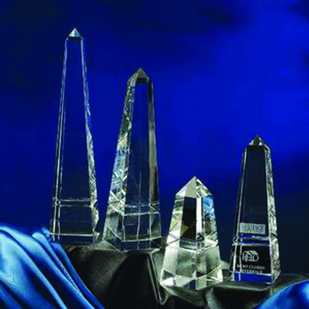 Grooved Obelisk Optical Crystal Award - Medium 1
