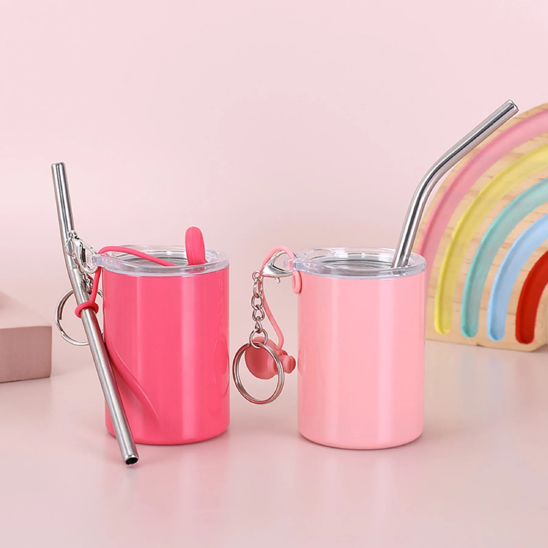 Double Wall 3 oz Metal Mini Tumbler with Straw Lid 4