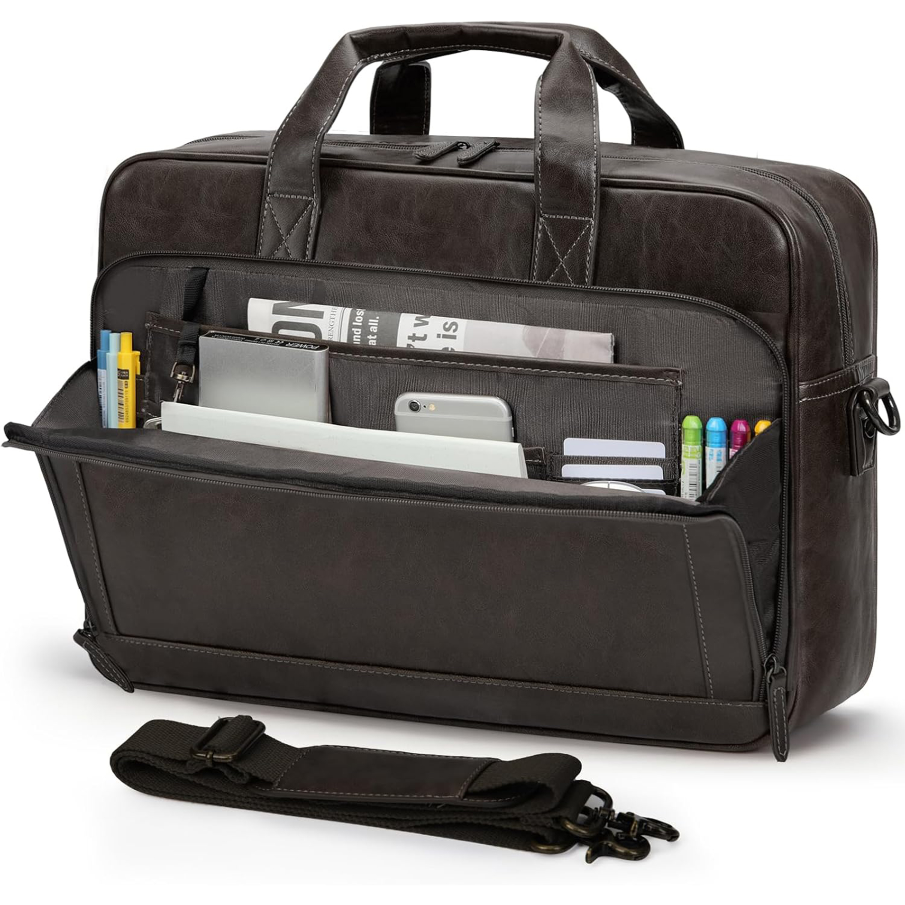 Leather Briefcase Laptop Bag 6