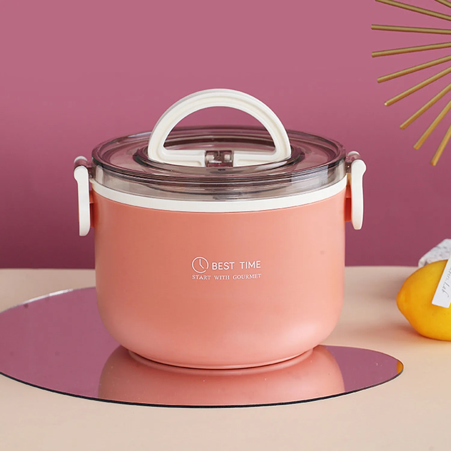 Circular Large Capacity Double Layered Lunch Box 13