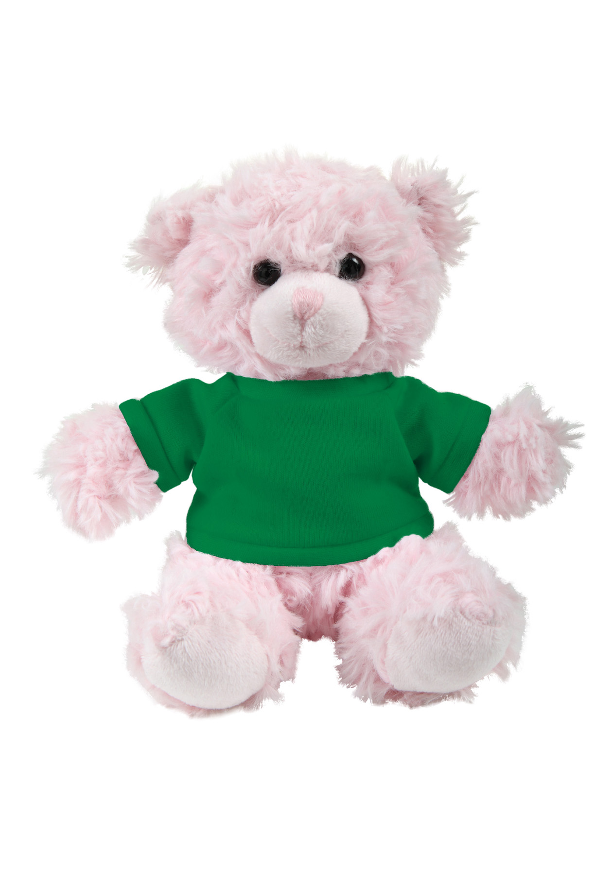 soft plush  Pink Curly Sitting Bear with t-shirt 5