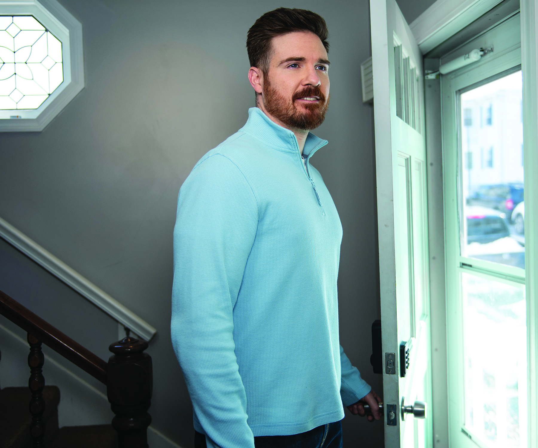 Men's Lightweight Waffle Quarter Zip Pullover 19