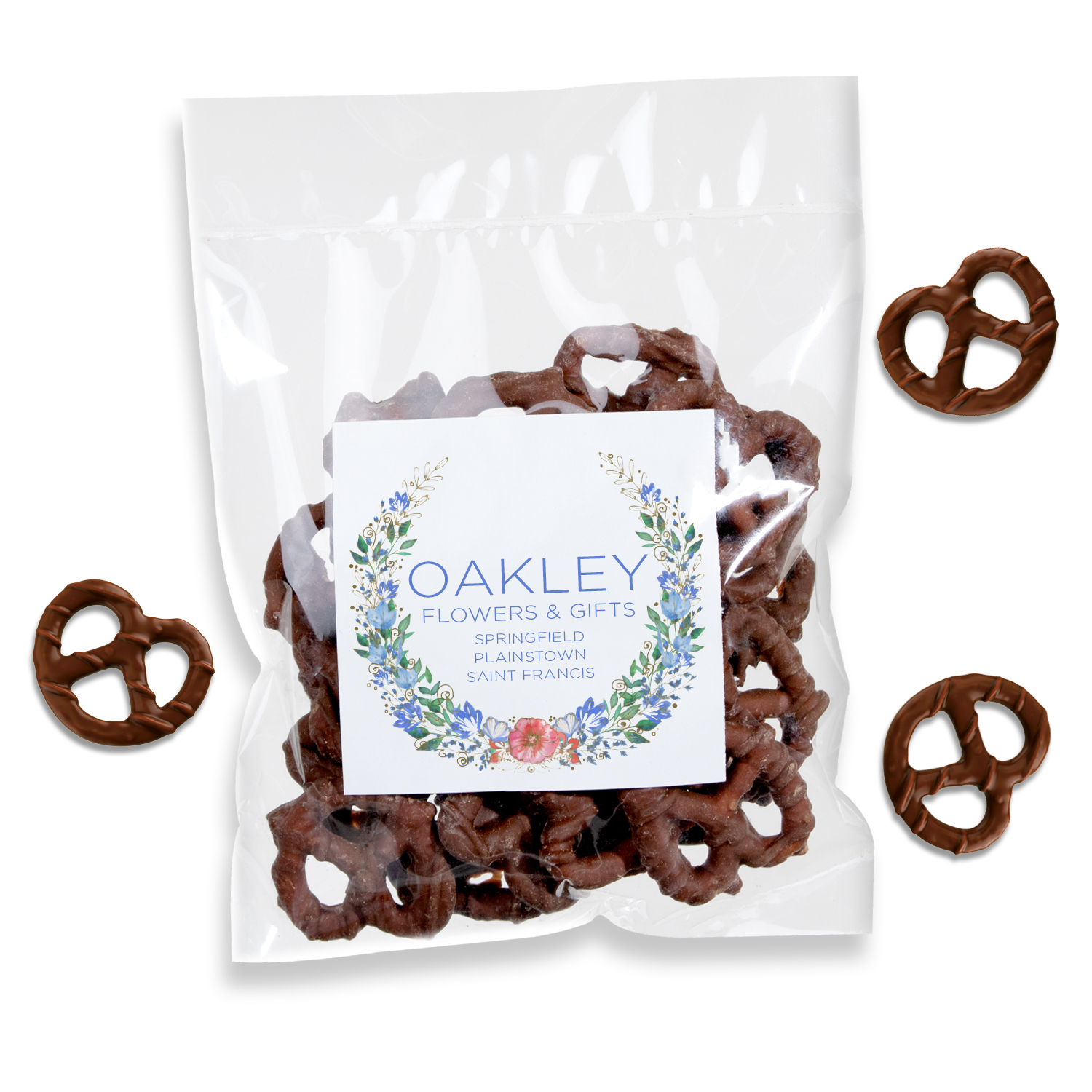 2.5 oz. Chocolate Pretzels in Clear Bag 2