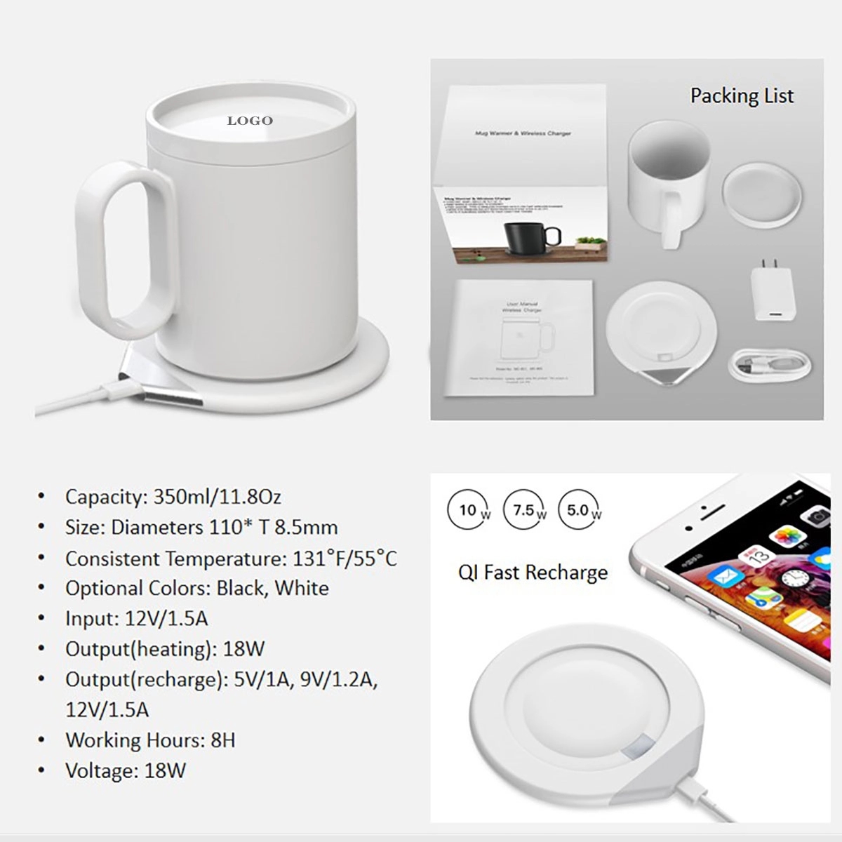 Cup Warmer Phone Wireless Charger 2 In 1 2