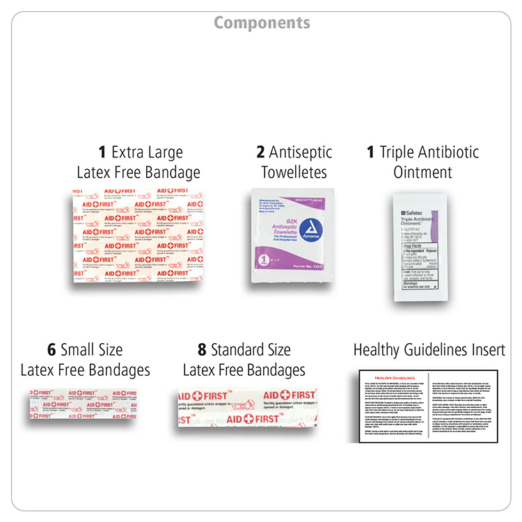 "MEDI" 19 Piece First Aid Kit in Translucent Zipper Kit with Plastic Carabiner Attachment 23