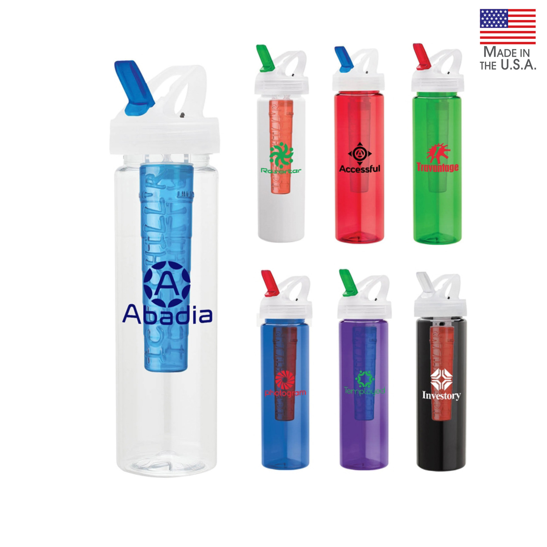 Laguna 32 oz. PET Bottle with Flip Spout & Ice Stick 5