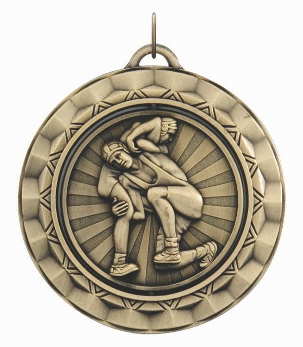 Wrestling Spinner Medal, 2 5/16" 1