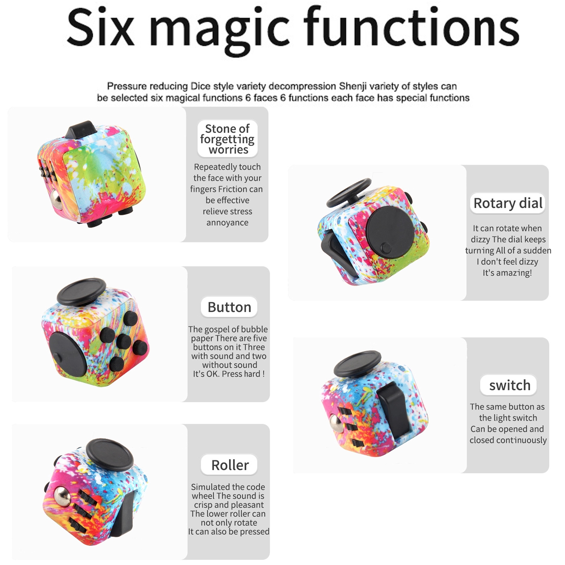 Fidget Cube Stress Anxiety Pressure Relieving Toy for Adult 4