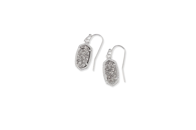 Kendra Scott Lee Silver Drop Earrings in Platinum Drusy 2