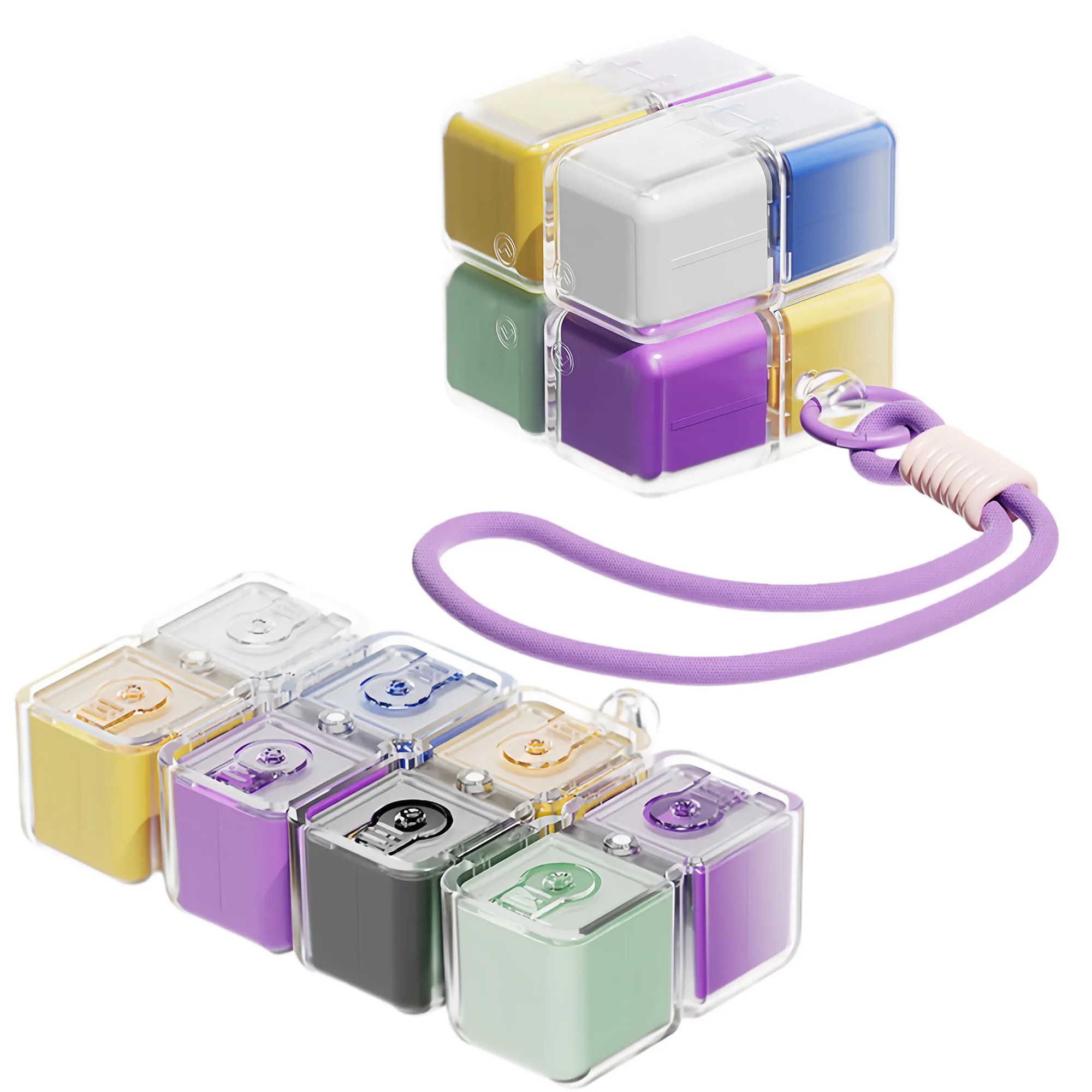 Innovative Rotating Cube Pill Organizer With Hanging Strap 7