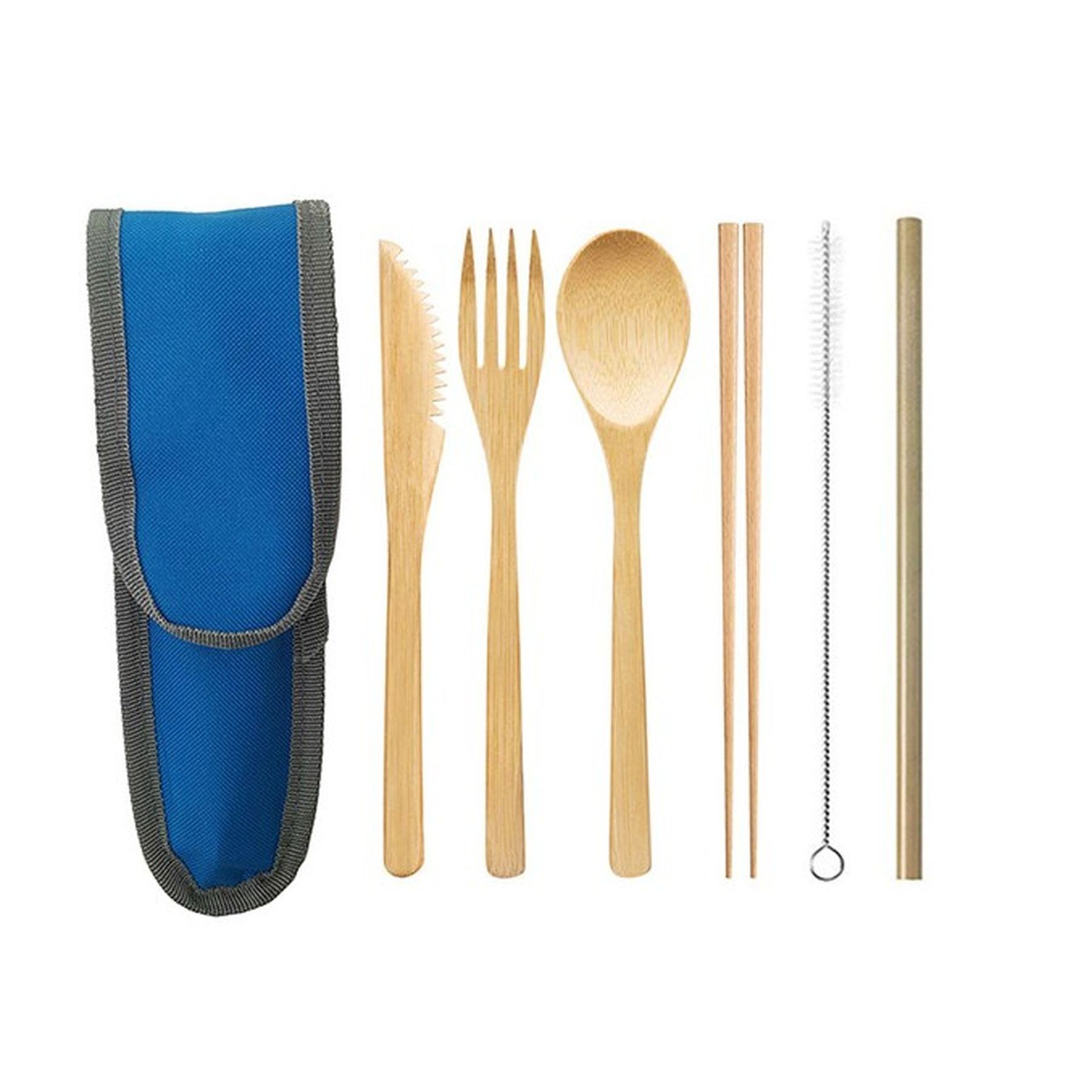 Travel Bamboo Cutlery Set Organic Utensils With Case 5
