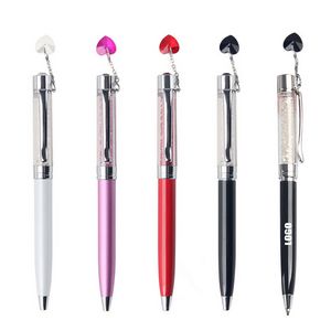 Crystal Bling Plated Metal Color Pen With Heart Pendant 27