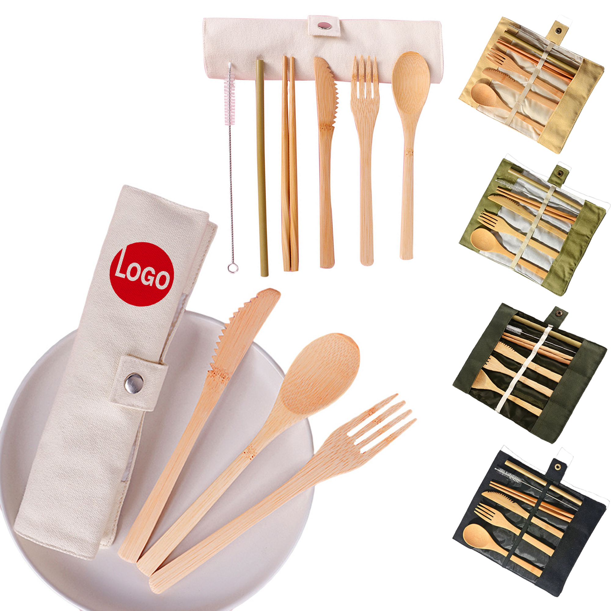 Bamboo Travel Utensil Set with Pouch 2
