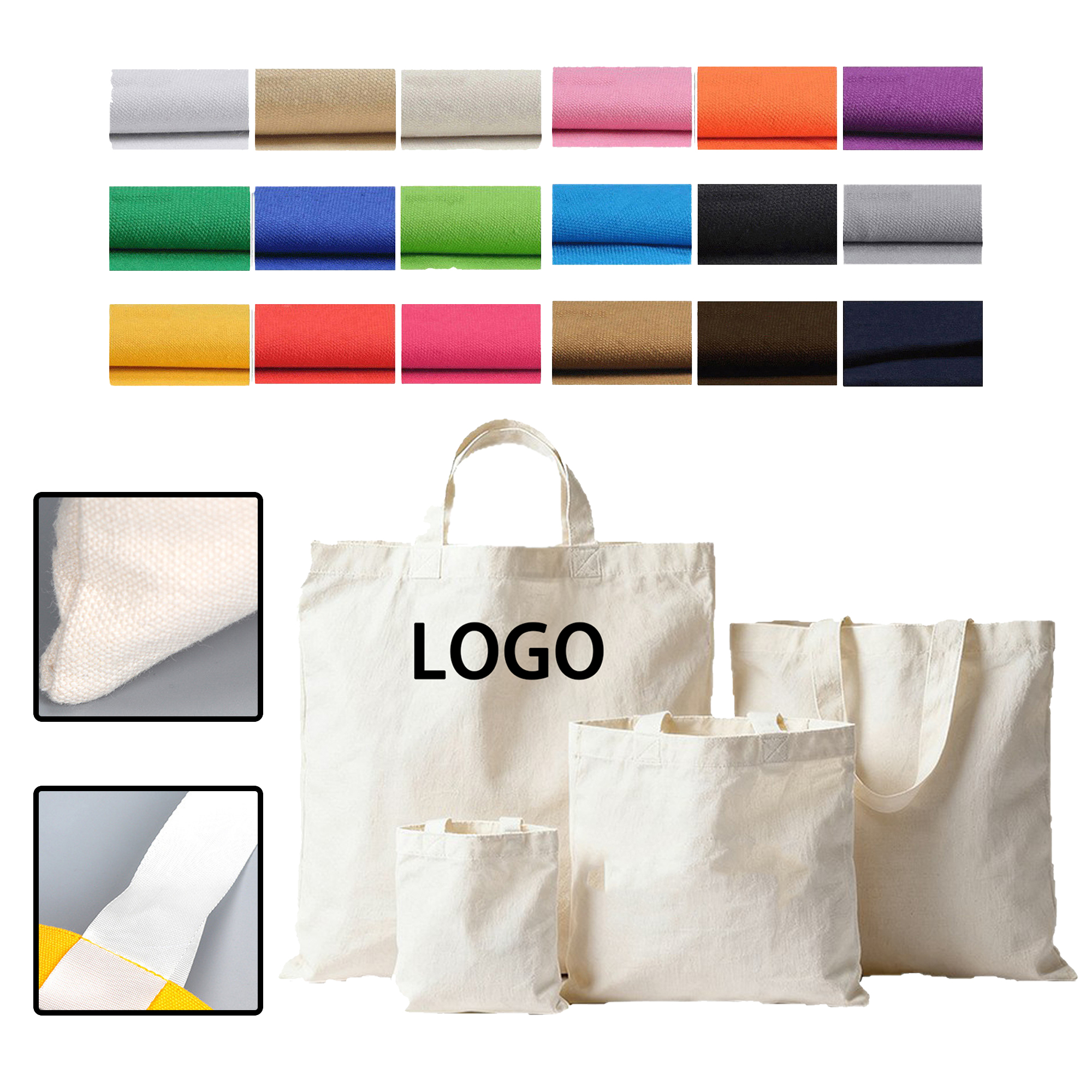 Soft-To-The-Touch Cotton Canvas Shopping Tote Bag, custom tote bag with logo imprint 2
