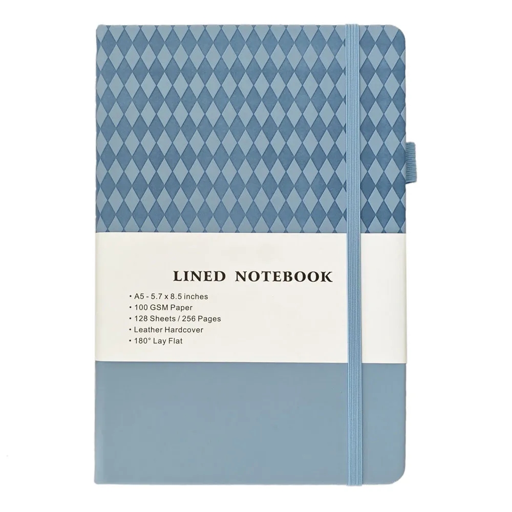 A5 Leather Diamond Pattern Cover Ruled Notebook 8