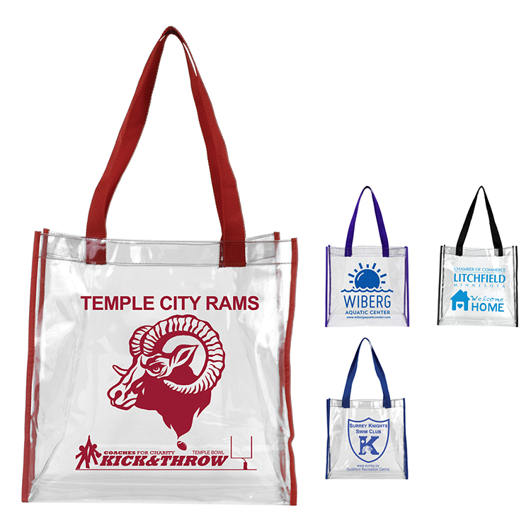 12” W x 12” H x 6” Gusset - “Matterhorn” Clear Vinyl Stadium Compliant Tote Bag