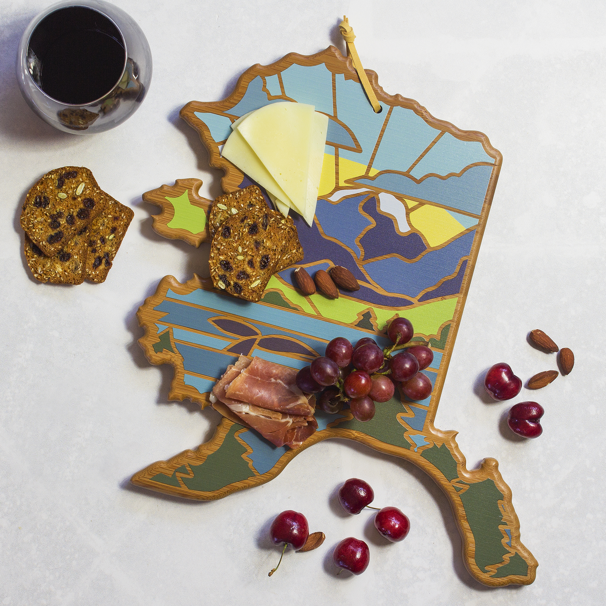 Alaska State Shaped Serving and Cutting Board with Artwork by Summer Stokes 3