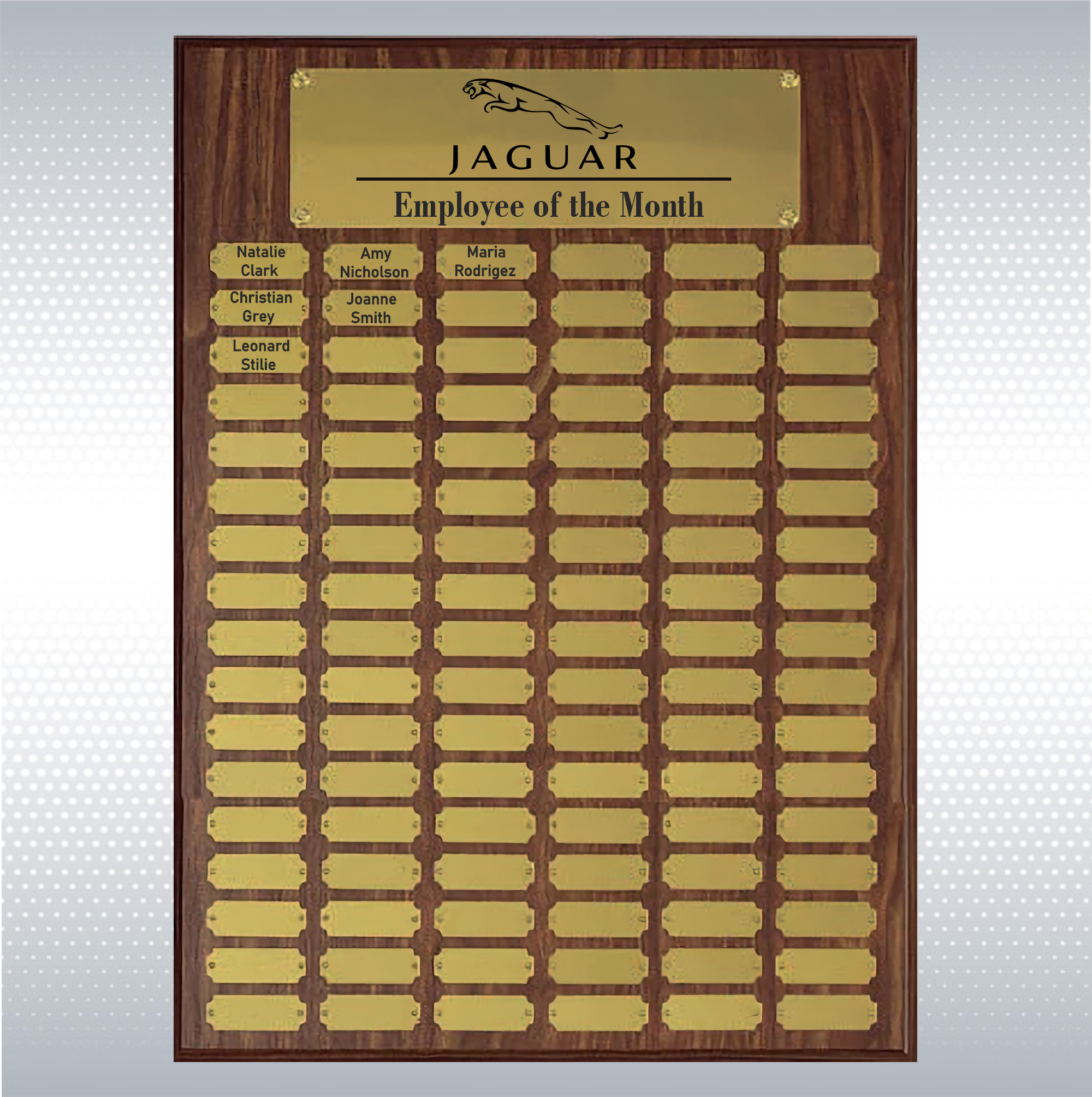 Walnut Perpetual Plaque w/102 Brass Plates (18"x24") 1