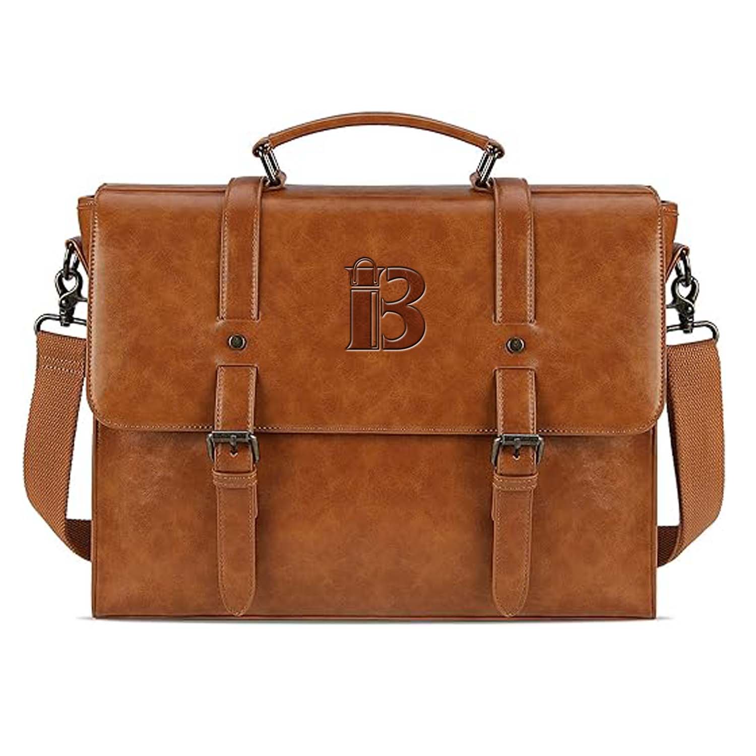 PU Leather Laptop Briefcase Messenger Crossbody Bag 11
