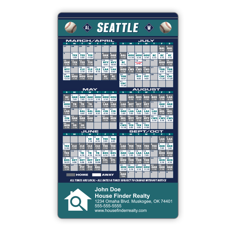 Magnet Sport Schedules - 3.5x6 Baseball Round Corners - 20 mil. 3