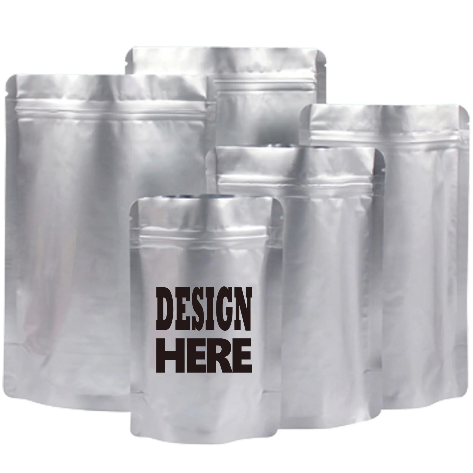Pure Aluminum Foil Stand Up Grip Seal Bags 4
