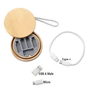 3-Way Adaptive Charging Cable in Bamboo Case - One-Color Personalization Available 3