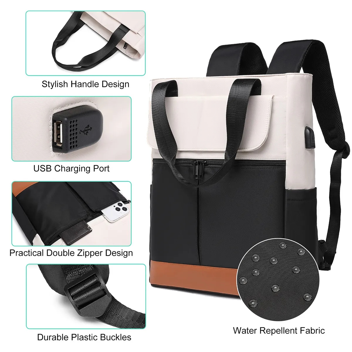 Stylish Contrast Color Waterproof Backpack 8