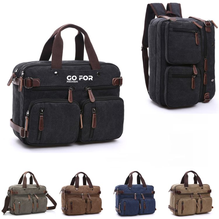 3 In 1 Briefcase Water resistant Canvas Messenger Backpack 3