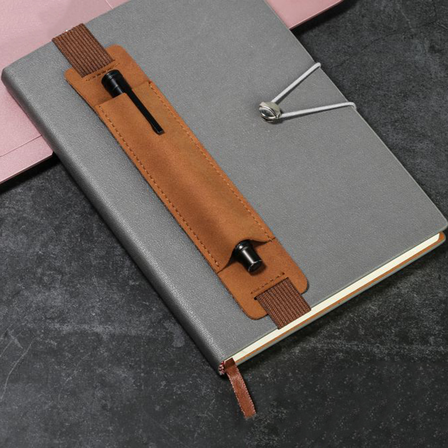 Colorful PU Leather Adjustable Elastic Band Pen Holder 5