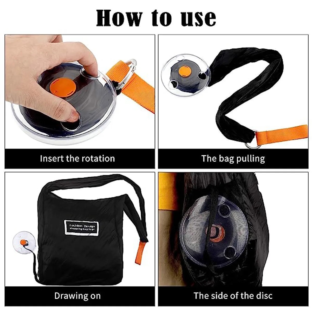 Portable reusable foldable Roll-up shopping crossbody bag 2