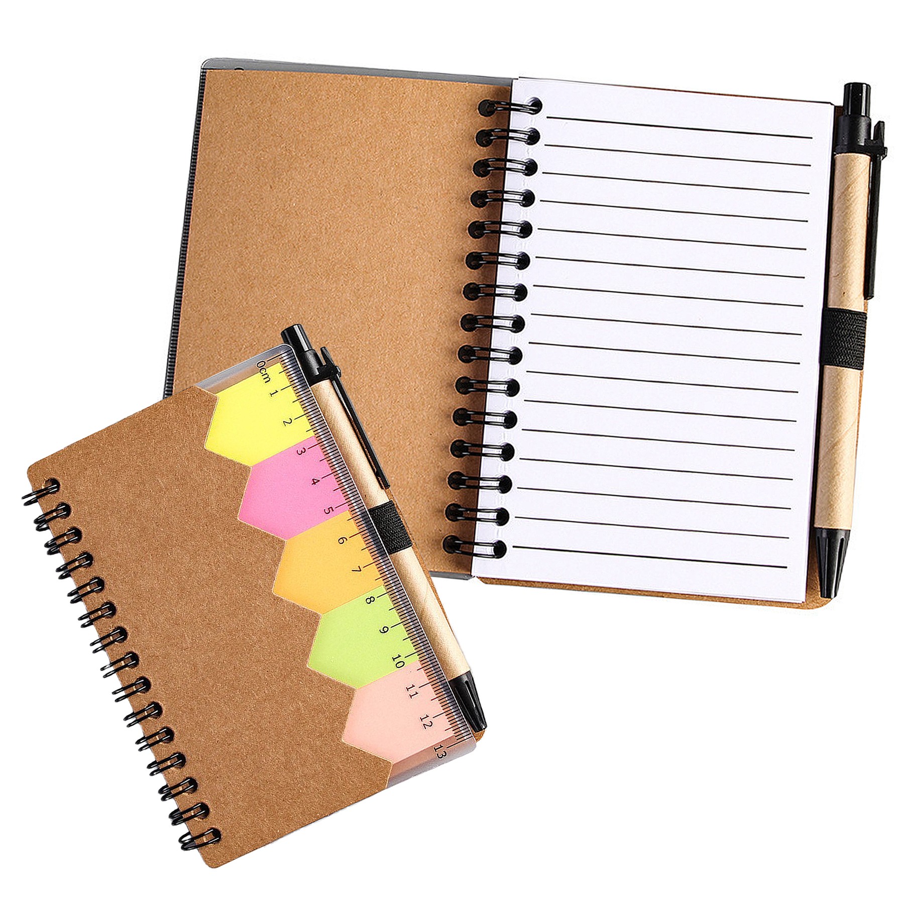 Moq100 Spiral Kraft Cover Notebook With Pen/Sticky Note/Calipers 6