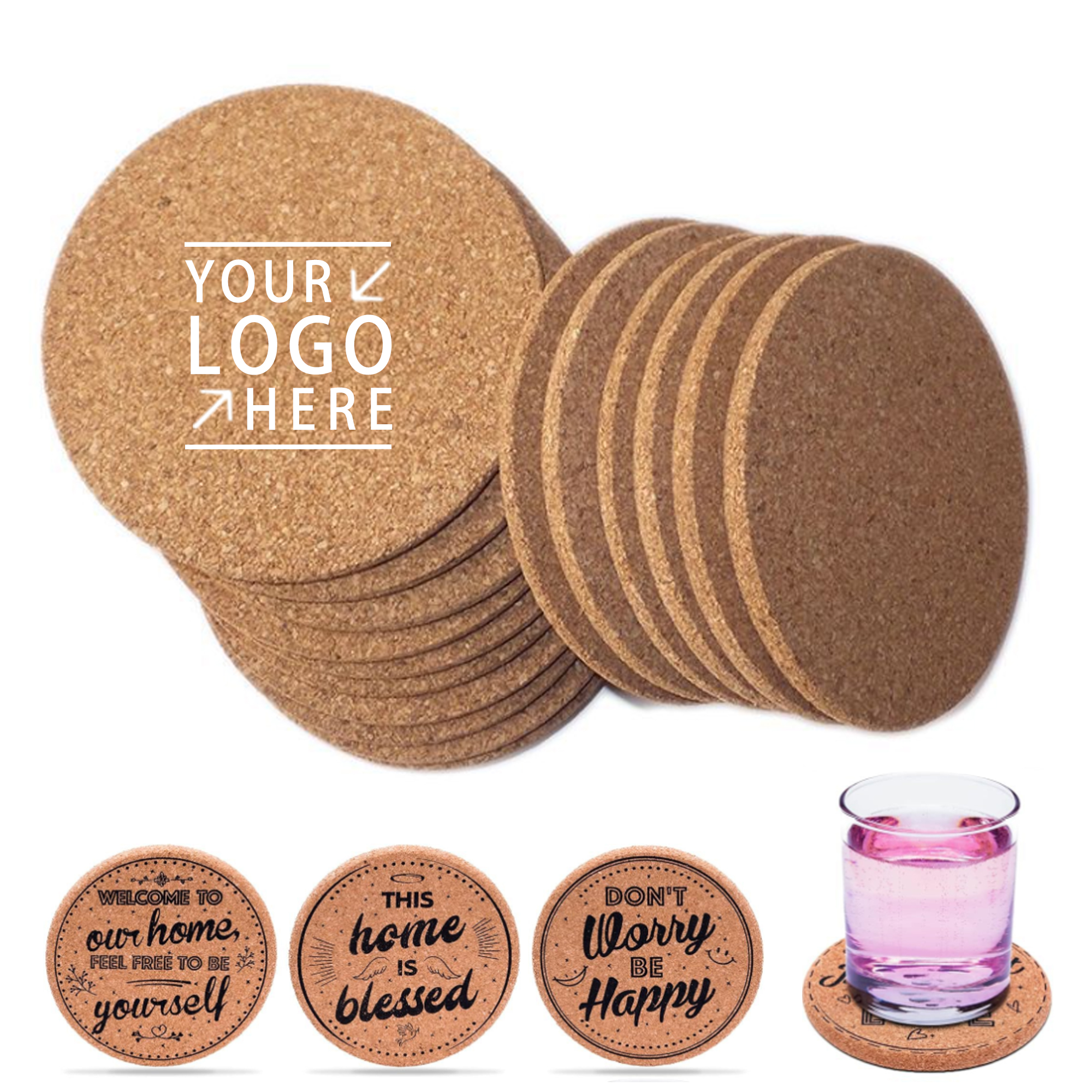 Absorbent Round Cork Coasters 2