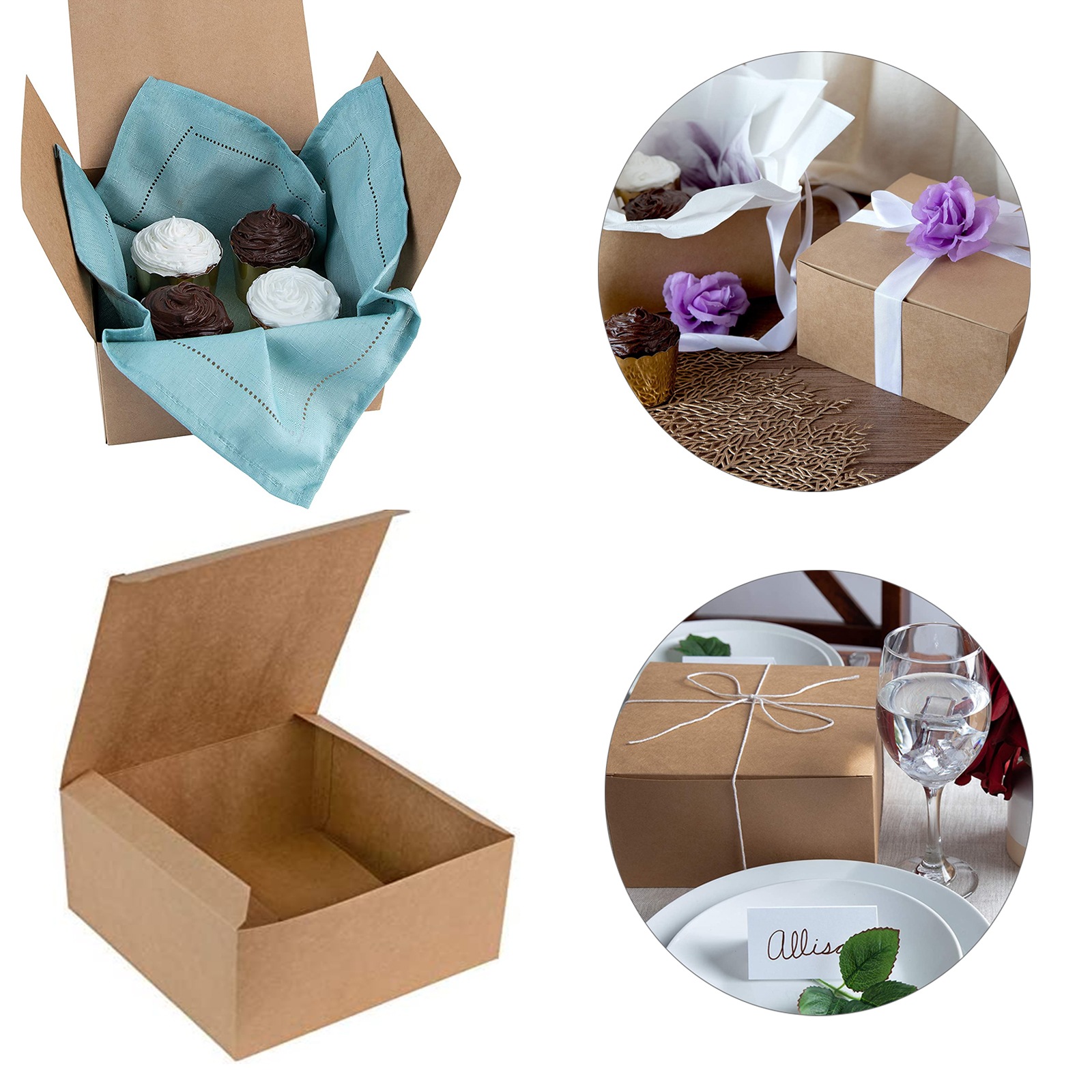 8 x 8 x 4 Inches Brown Kraft Gift Box 2