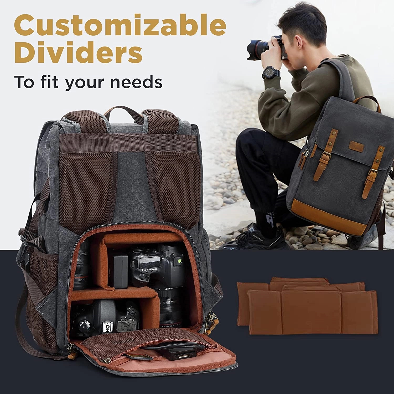 Canvas Camera Backpack 20L Vintage Style For Photographers 5