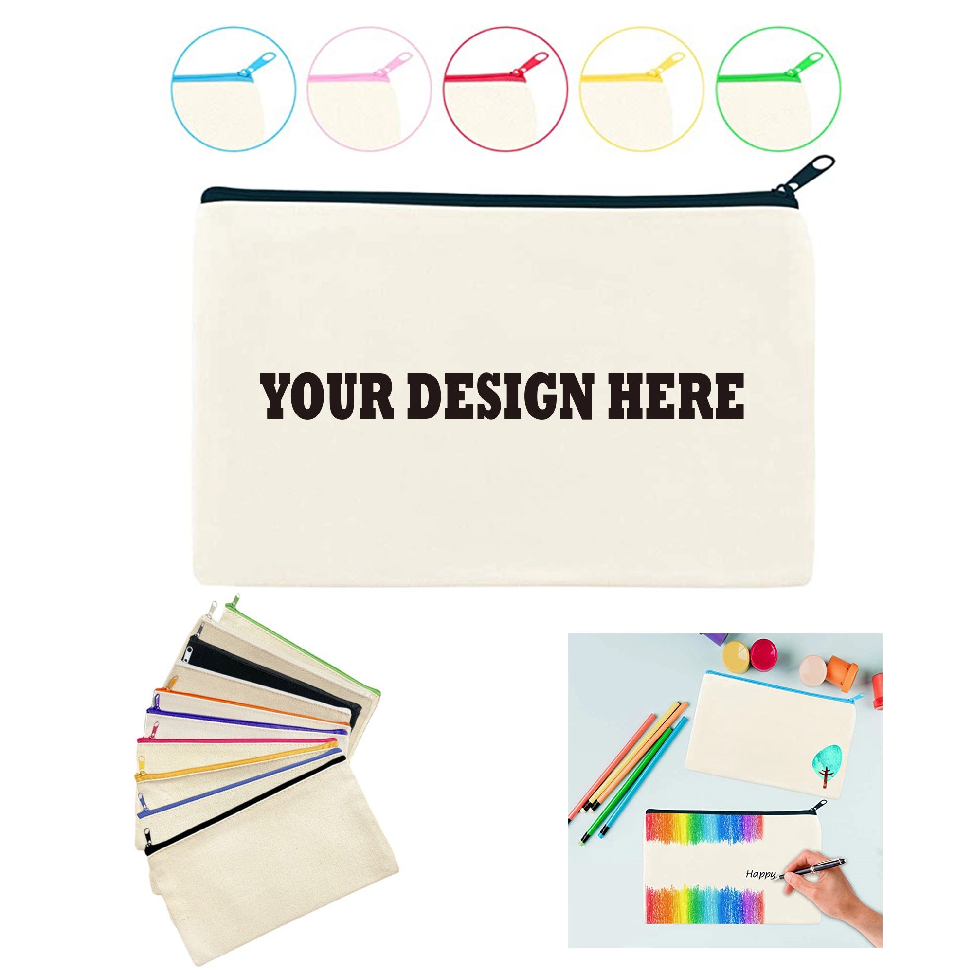 Canvas Pen Case Blank Makeup Bags 5