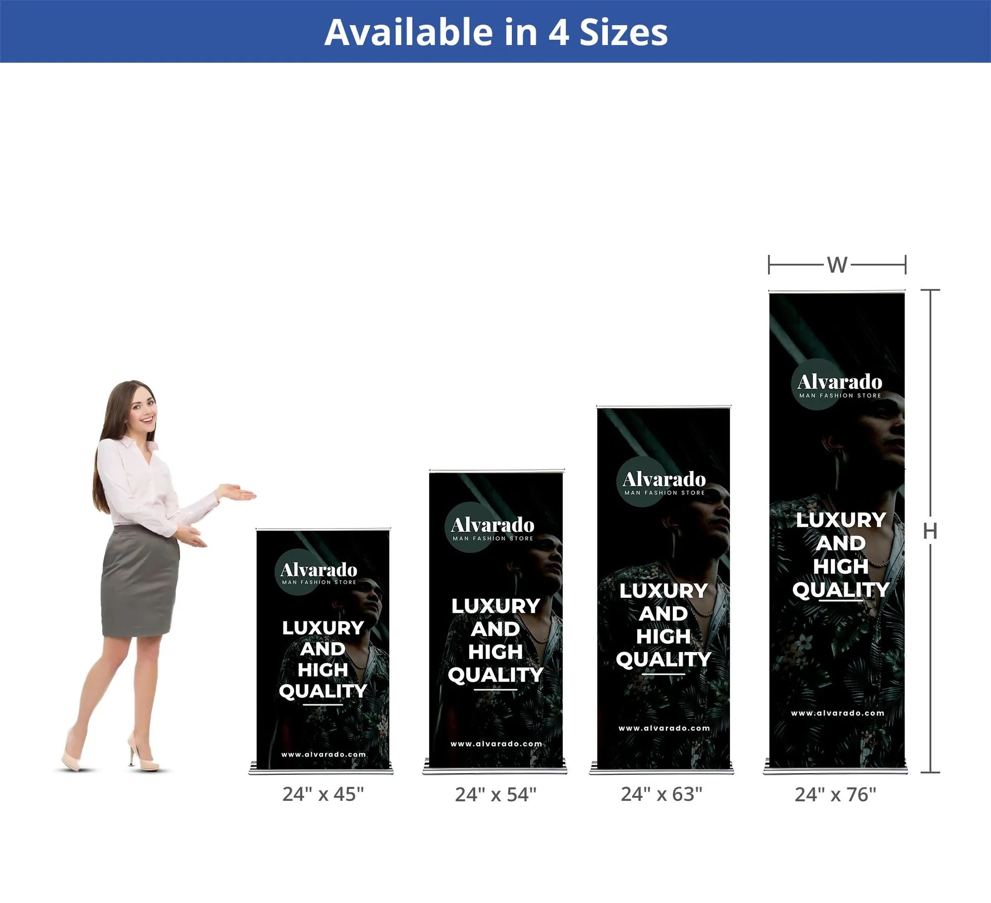 Silverstep Tabletop 24'' Retractable Banner Stand With Light 5