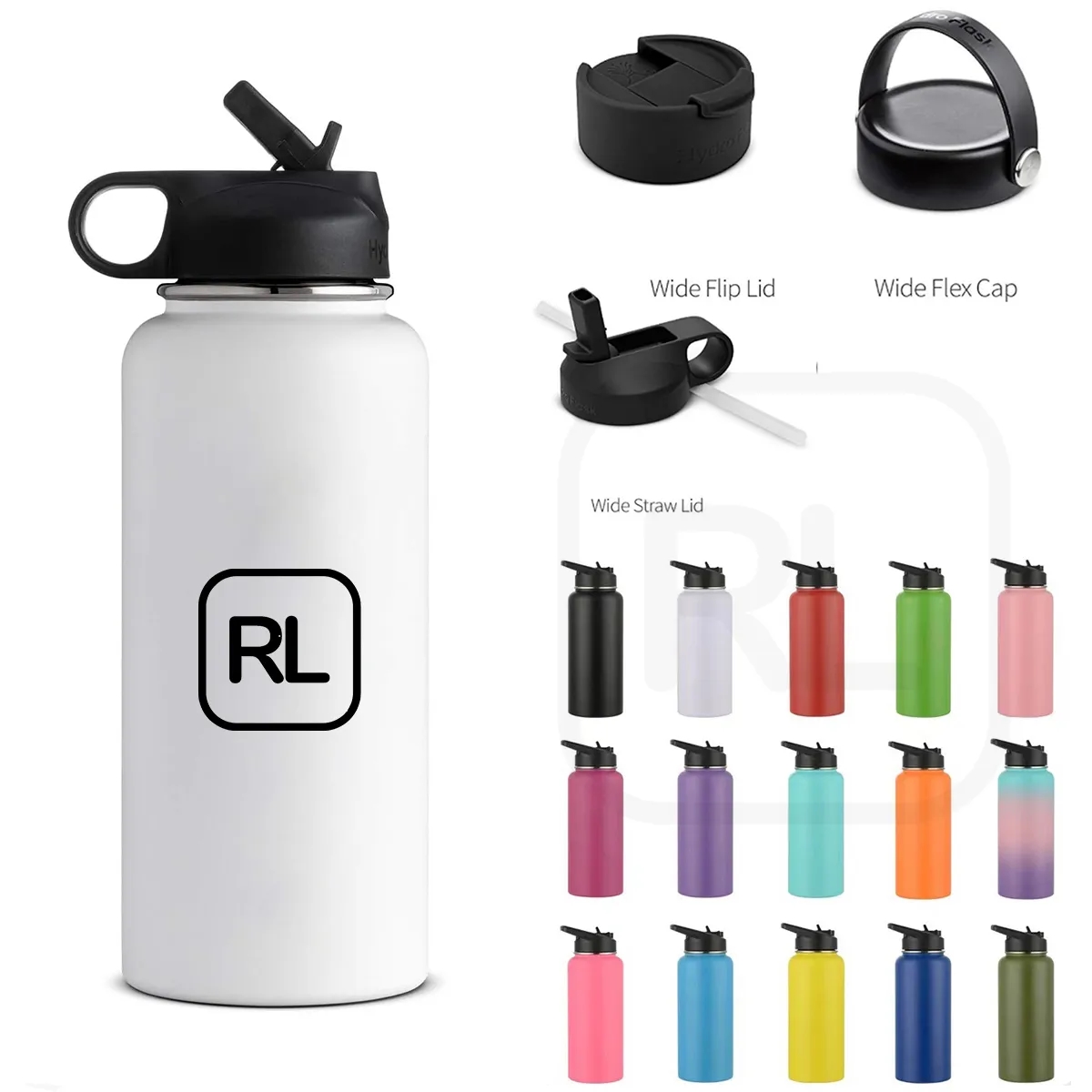 32 oz Stainless Steel Water Bottles with Straw Lid, custom water bottle with logo imprint 2