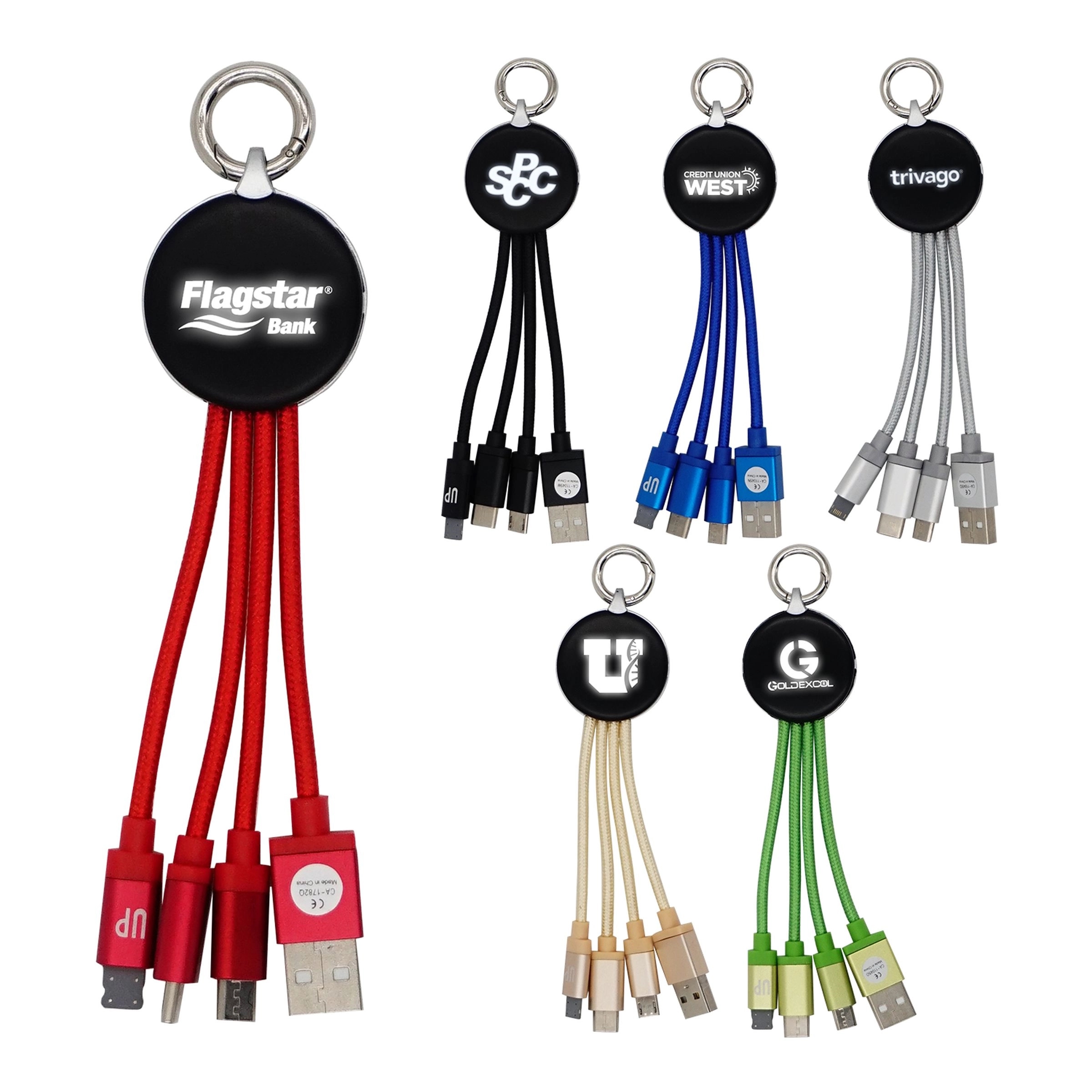 Metallic Logo Light Up Cable with Type C USB