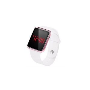 Sports Watch With White Band Digital Display Adjustable Design 42