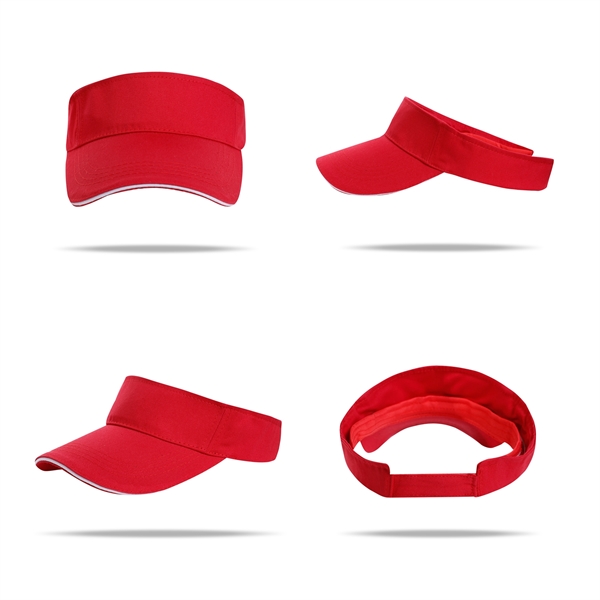 Stock Solid Color Poly Cotton Visor, Hook-And-Loop Fastener 20