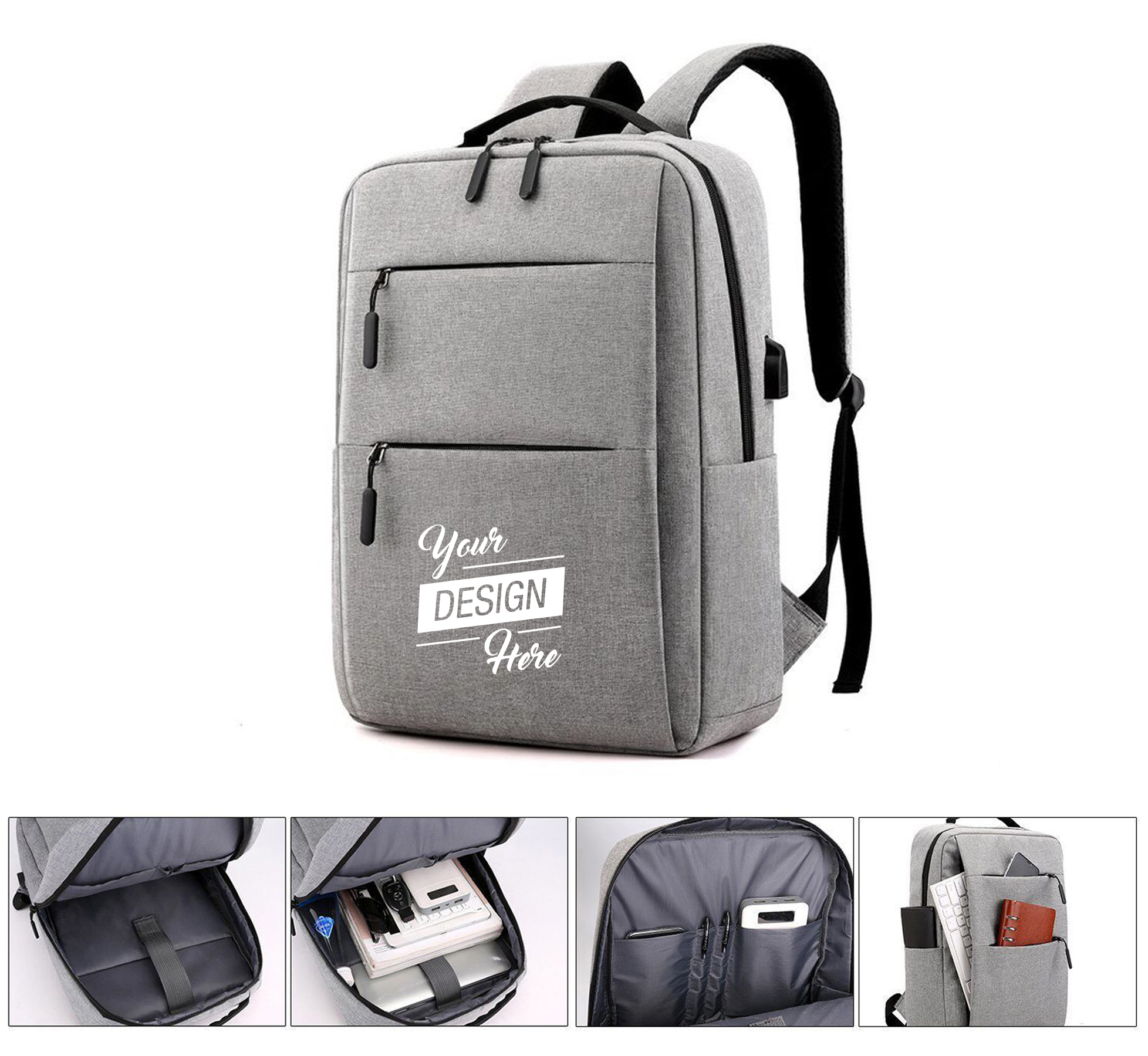 Multi Zip Laptop Backpack with USB Charging Port 2