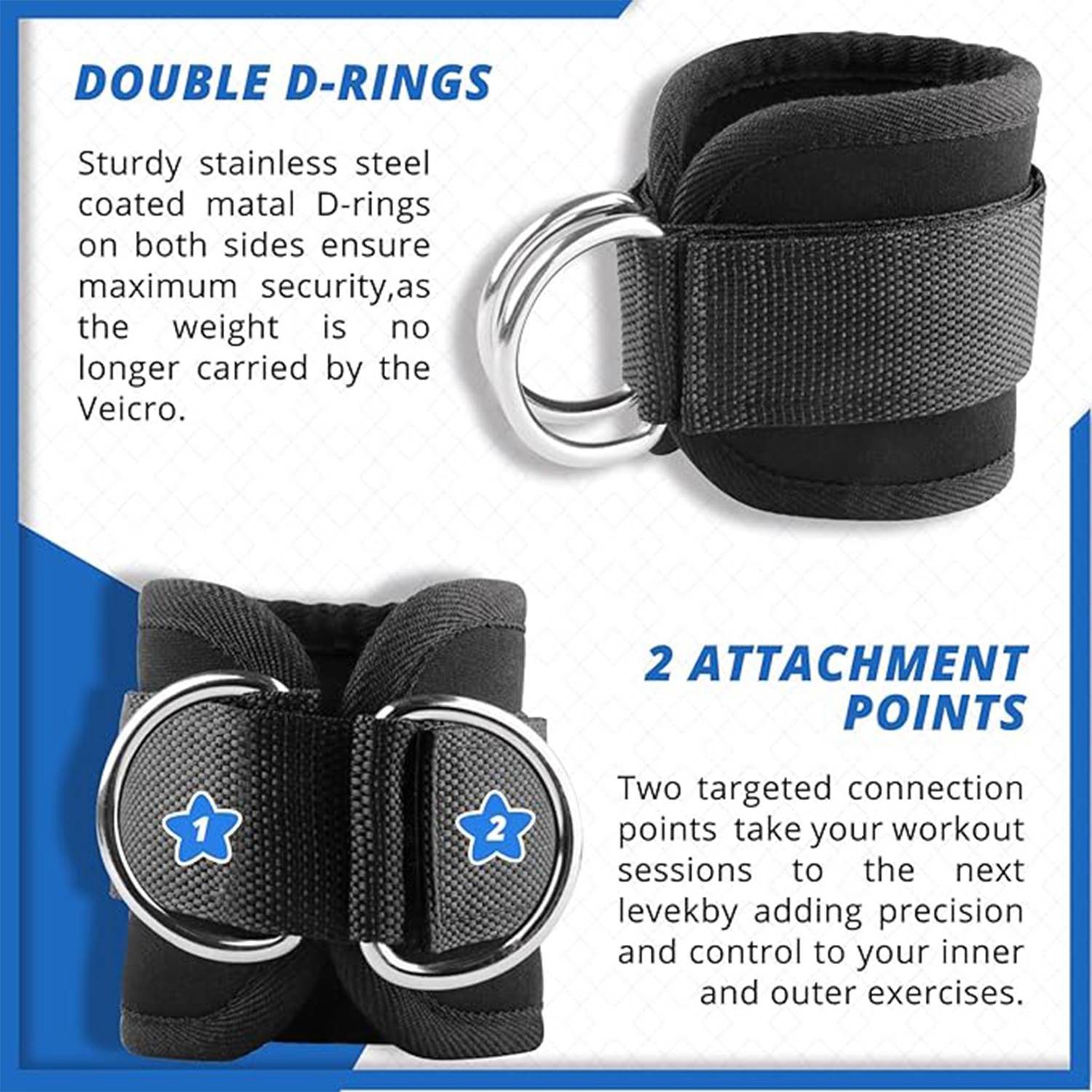 4pcs Stackable Ankle Resistance Bands with Cuffs Set 3