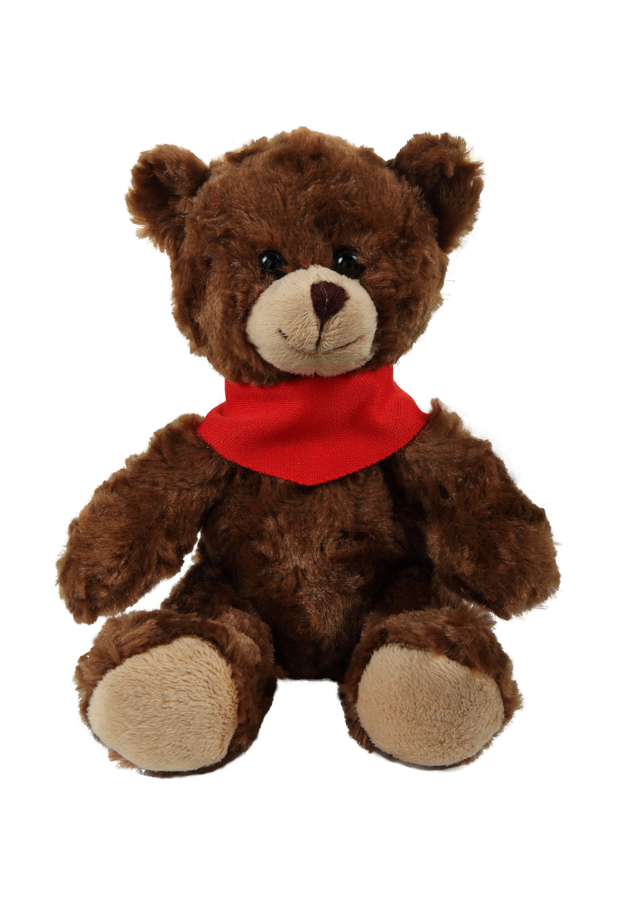 soft plush  Chocolate Curly Sitting Bear with bandana 3