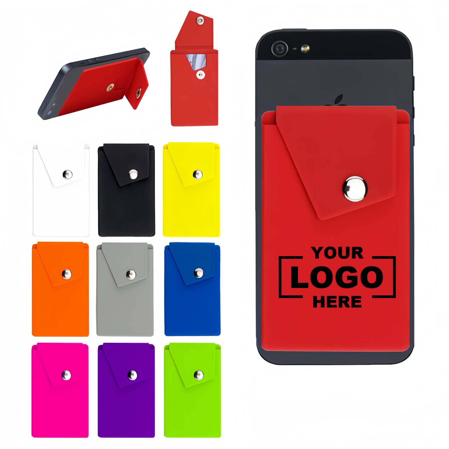 Silicone Phone Wallet with Stand and Secure Button 2