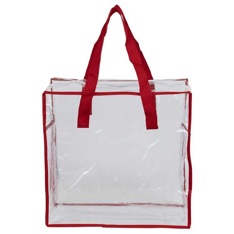 12"W x 12"H x 6"Gusset – "ARETE" Clear Vinyl Stadium Compliant Tote Bag with Zipper 13