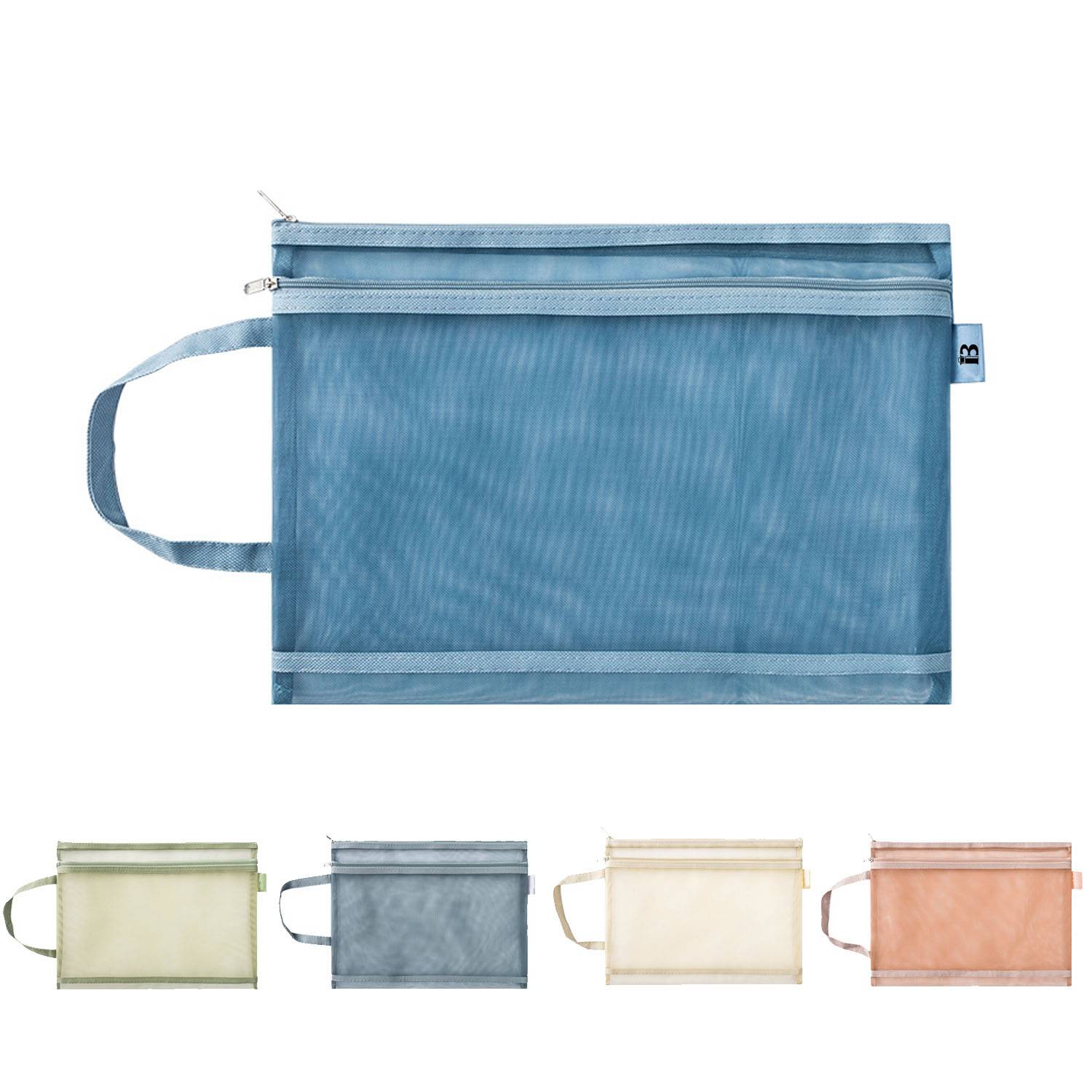 Large Durable Portable Zipper Nylon Mesh Pencil Case 12