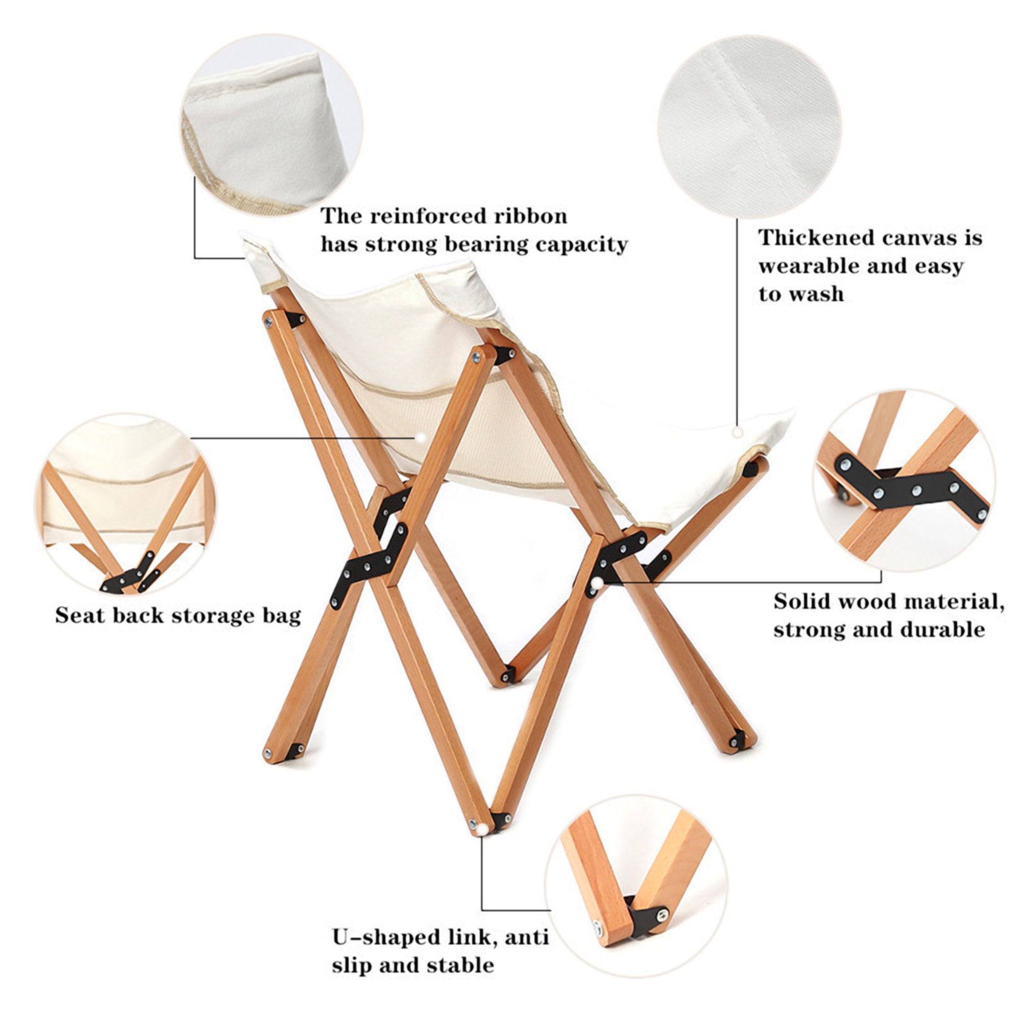 Portable Foldable Wooden Chair 3