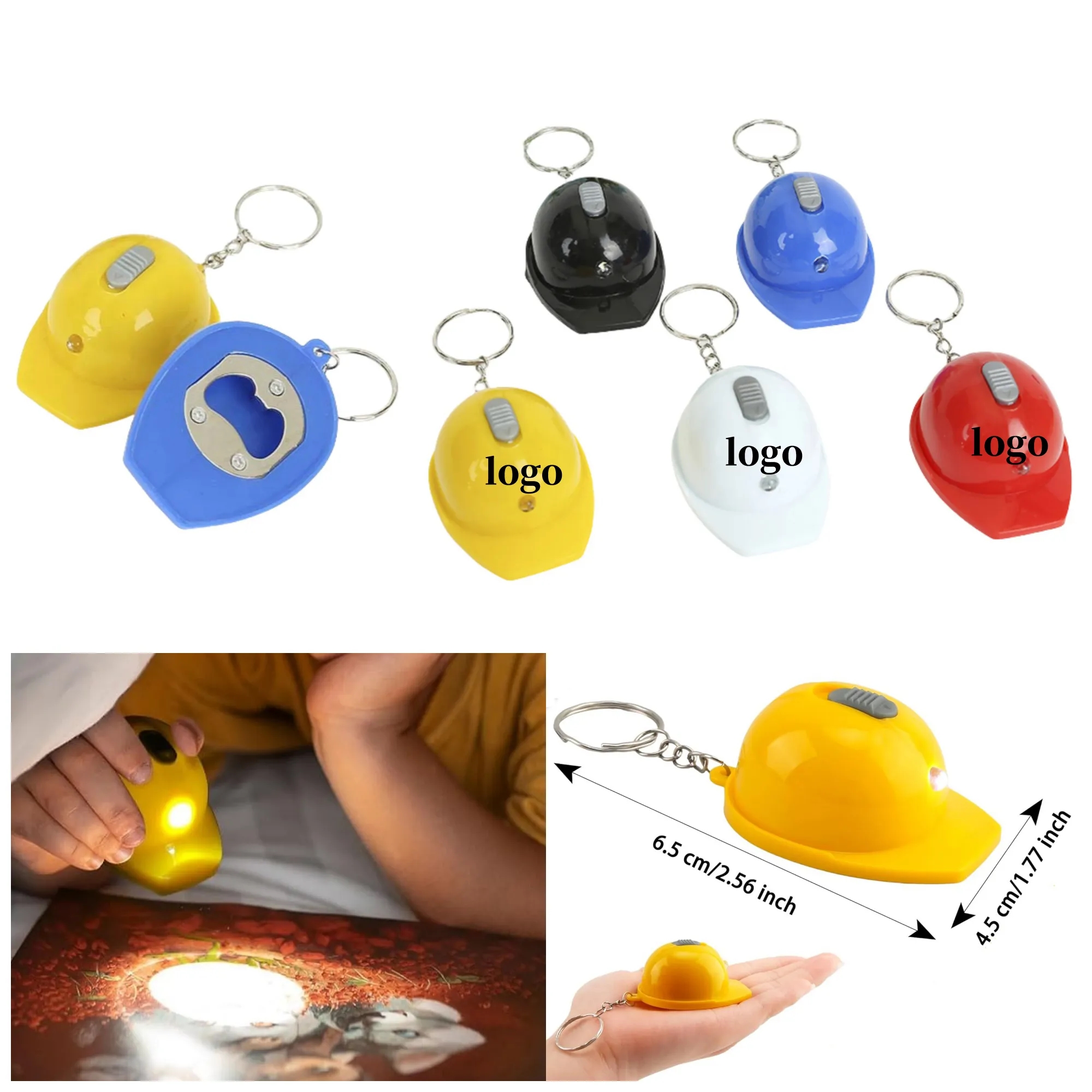 Mini Construction Hat Flashlight Keychain Safety Helmet 5
