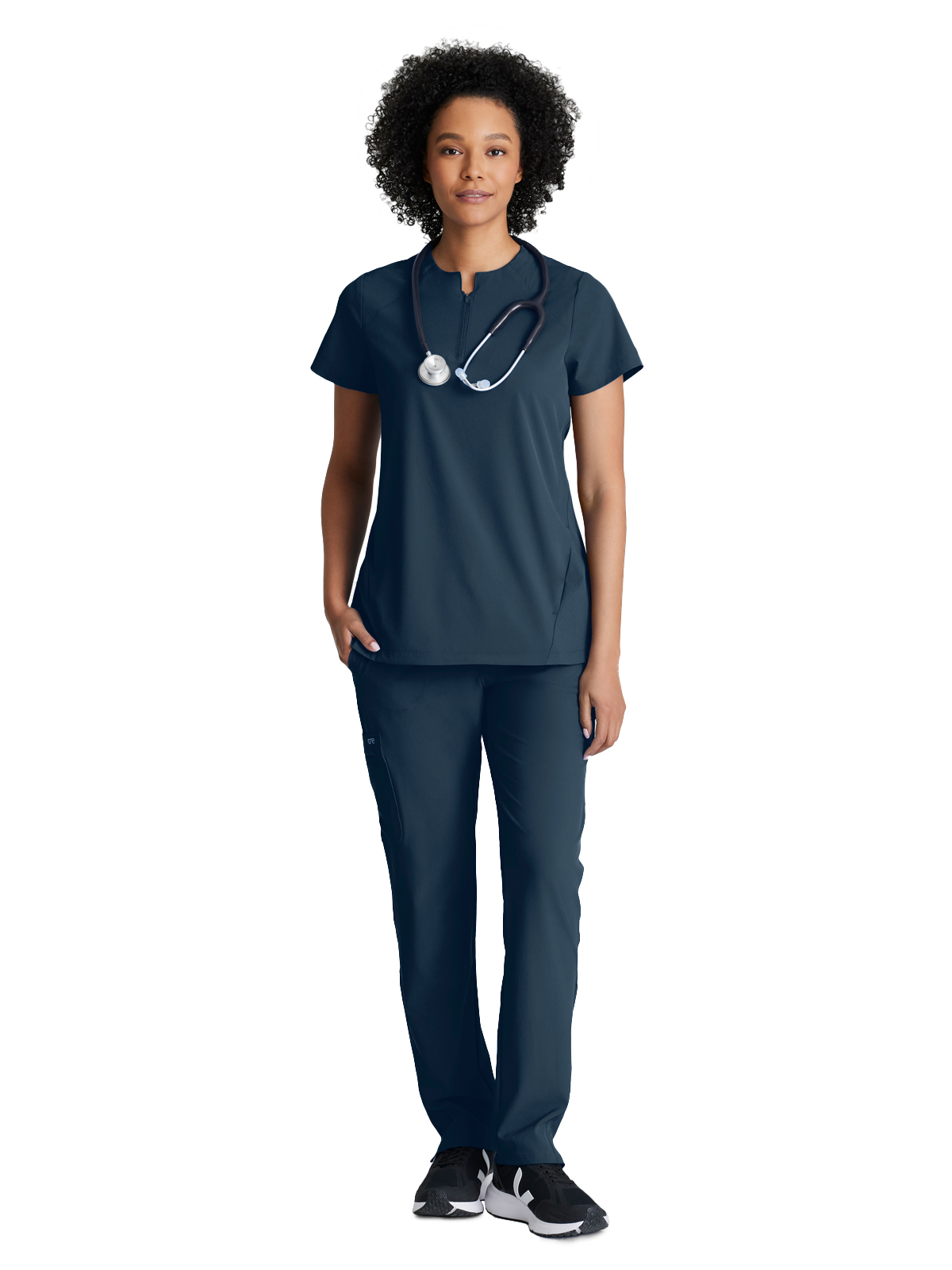 Barco One - Women's Two-Pocket Banded Zip-Collar Flux Scrub Top 1
